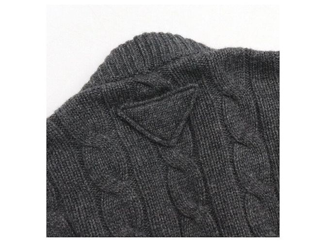 Prada Gray Back Triangle Cashmere Men's Cardigan Brown - view 7