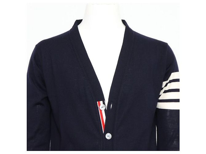 Thom Browne Navy Cardigan aus Merinowolle Blau - Ansicht 2
