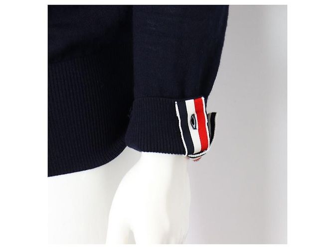 Thom Browne Navy Cardigan aus Merinowolle Blau - Ansicht 3