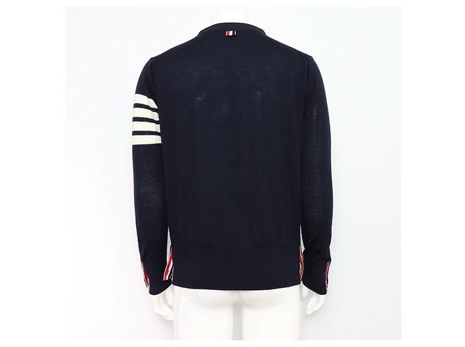 Thom Browne Navy Cardigan aus Merinowolle Blau - Ansicht 4