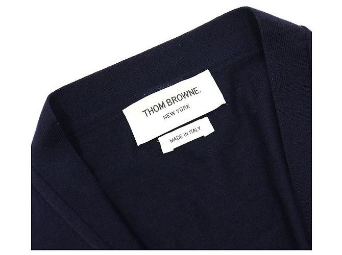 Thom Browne Navy Cardigan aus Merinowolle Blau - Ansicht 5