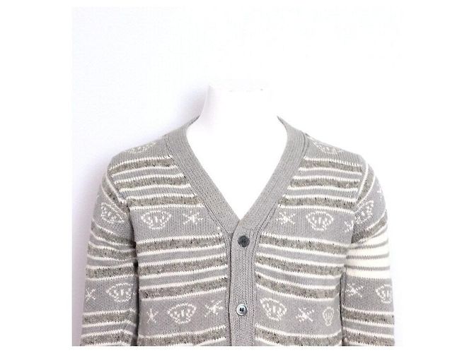 Thom Browne Grauer Aran Zopfstrick-Cardigan - Ansicht 2