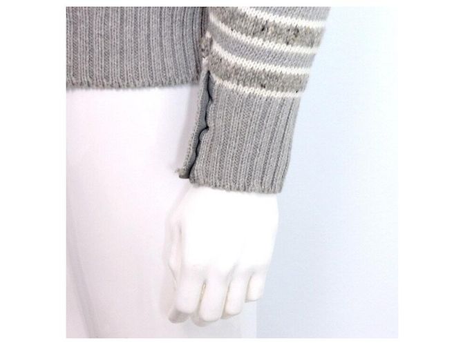 Thom Browne Grauer Aran Zopfstrick-Cardigan - Ansicht 3