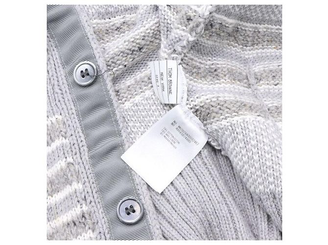 Thom Browne Grauer Aran Zopfstrick-Cardigan - Ansicht 6