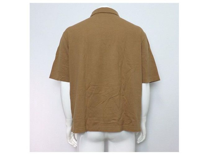 Hermès Kurzärmeliges Herren-Poloshirt aus braunem Leder mit Logo-Patch auf der Tasche - Ansicht 4