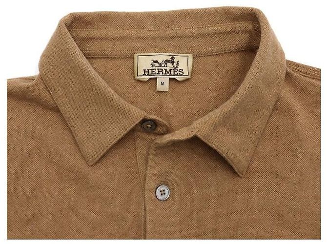 Hermès Kurzärmeliges Herren-Poloshirt aus braunem Leder mit Logo-Patch auf der Tasche - Ansicht 5