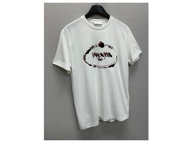 Prada T-shirt avec logo brodé Argenté - vue 3