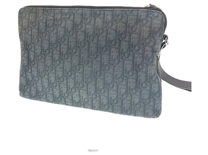 Dior Oblique Jacquard Silber Clutch Pouch Schwarz - Ansicht 2