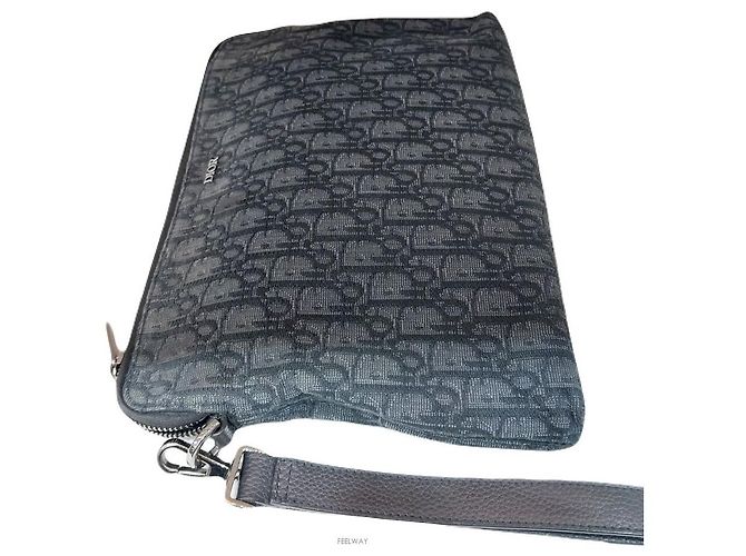 Dior Oblique Jacquard Silber Clutch Pouch Schwarz - Ansicht 3