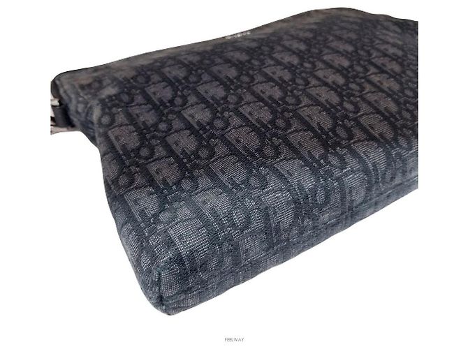Dior Oblique Jacquard Silber Clutch Pouch Schwarz - Ansicht 4