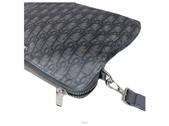 Dior Oblique Jacquard Silber Clutch Pouch Schwarz - Ansicht 6