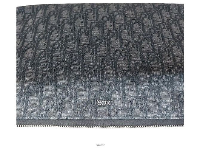 Dior Oblique Jacquard Silber Clutch Pouch Schwarz - Ansicht 7
