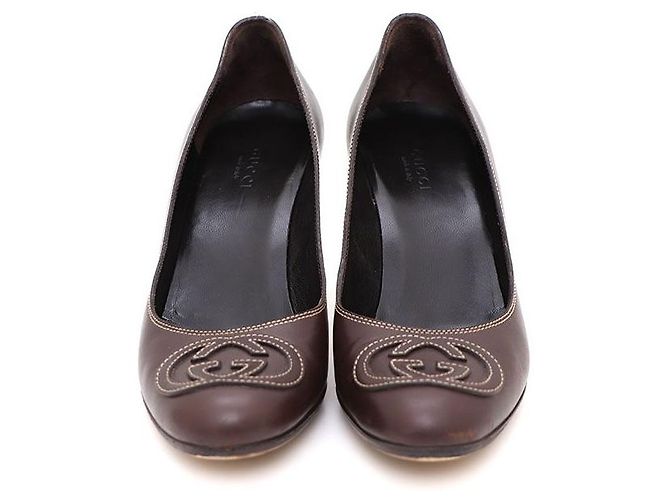 Gucci Leder-Schuhe mit GG-Logo Braun - Ansicht 2