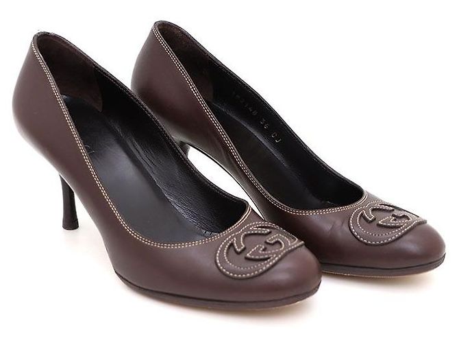 Gucci Leder-Schuhe mit GG-Logo Braun - Ansicht 3