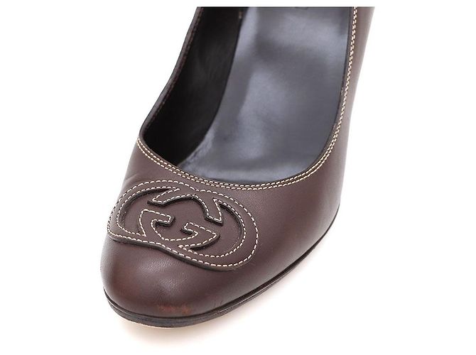 Gucci Leder-Schuhe mit GG-Logo Braun - Ansicht 6