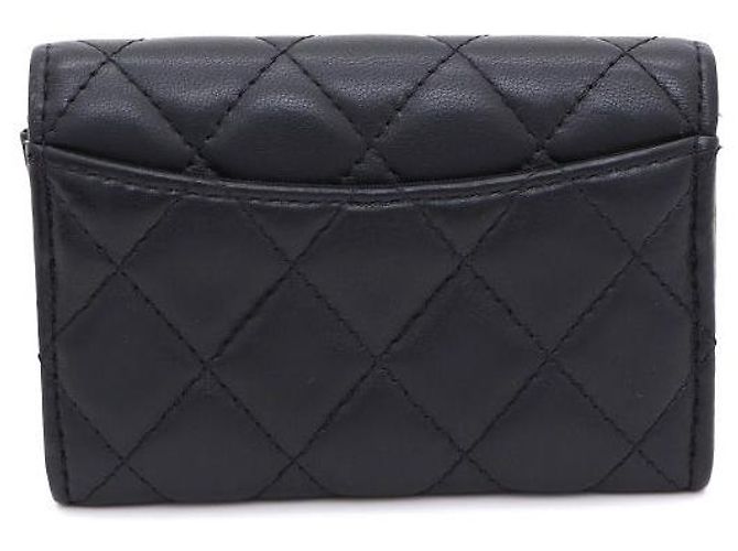 Chanel Portacarte Classic CC in agnello nero e argento - vista 3
