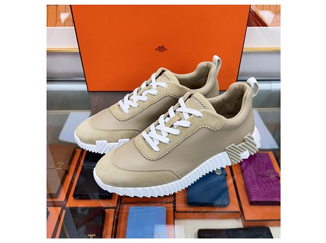 Hermès Sneakers Bouncing in pelle beige Multicolore - vista 2