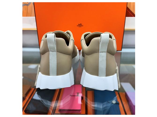 Hermès Sneakers Bouncing in pelle beige Multicolore - vista 5
