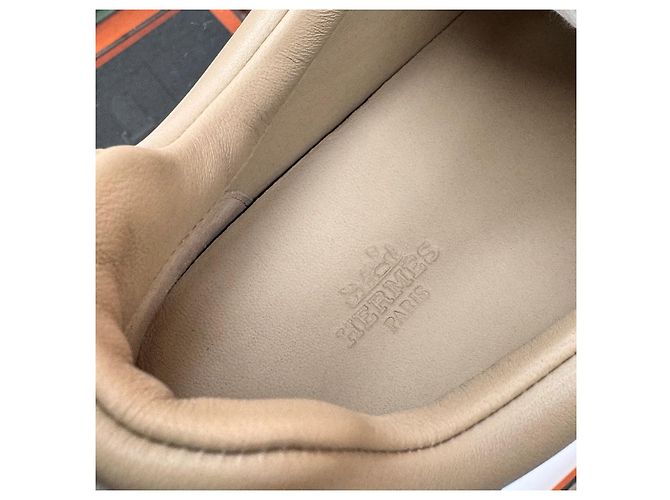 Hermès Sneakers Bouncing in pelle beige Multicolore - vista 6