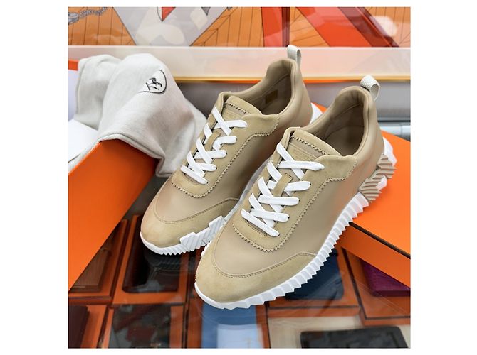 Hermès Sneakers Bouncing in pelle beige Multicolore - vista 7