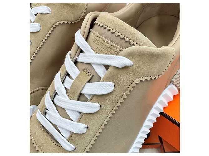 Hermès Sneakers Bouncing in pelle beige Multicolore - vista 8