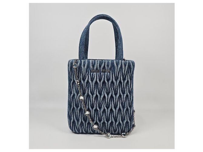 Borsa Tote Matreuse Logo Denim Chain di Miu Miu Multicolore - vista 3