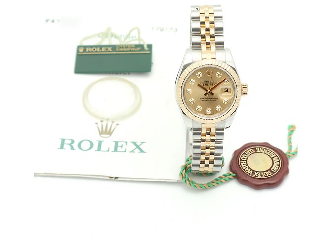 Rolex Datejust Damen Combi Uhr mit Original Diamanten Garantie Golden - Ansicht 2