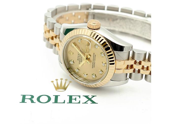 Rolex Datejust Damen Combi Uhr mit Original Diamanten Garantie Golden - Ansicht 21