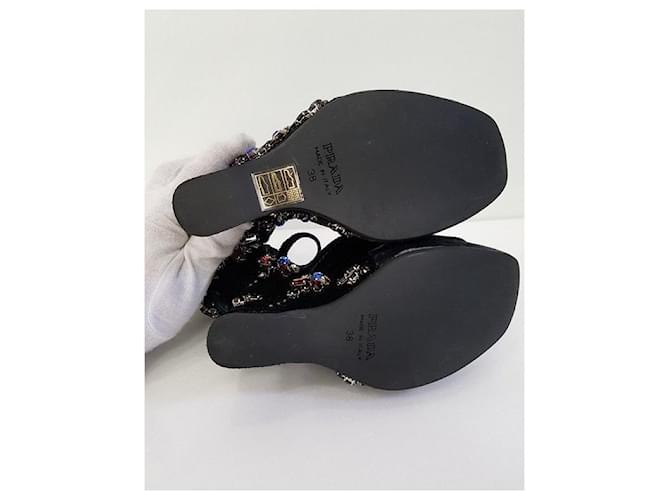 Prada Scarpa con zeppa in velluto e cristalli Multicolore - vista 3