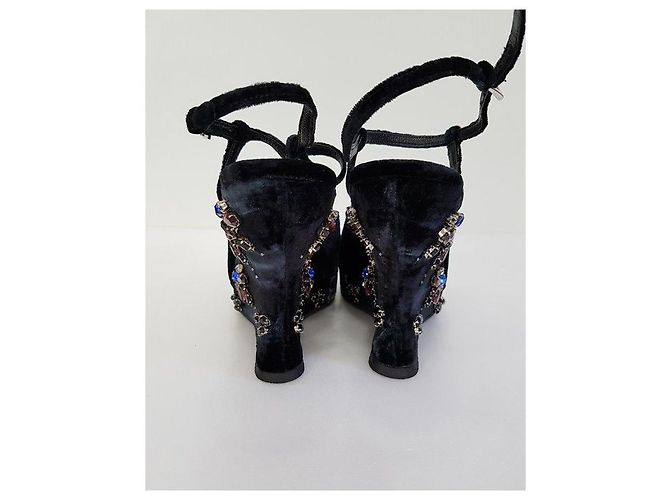 Prada Scarpa con zeppa in velluto e cristalli Multicolore - vista 4