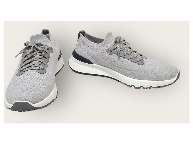 Brunello Cucinelli Graue Strick-Baumwoll-Runner-Sneaker Braun - Ansicht 4