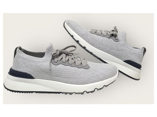 Brunello Cucinelli Graue Strick-Baumwoll-Runner-Sneaker Braun - Ansicht 5
