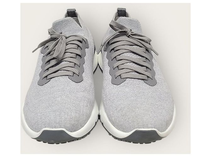 Brunello Cucinelli Graue Strick-Baumwoll-Runner-Sneaker Braun - Ansicht 6