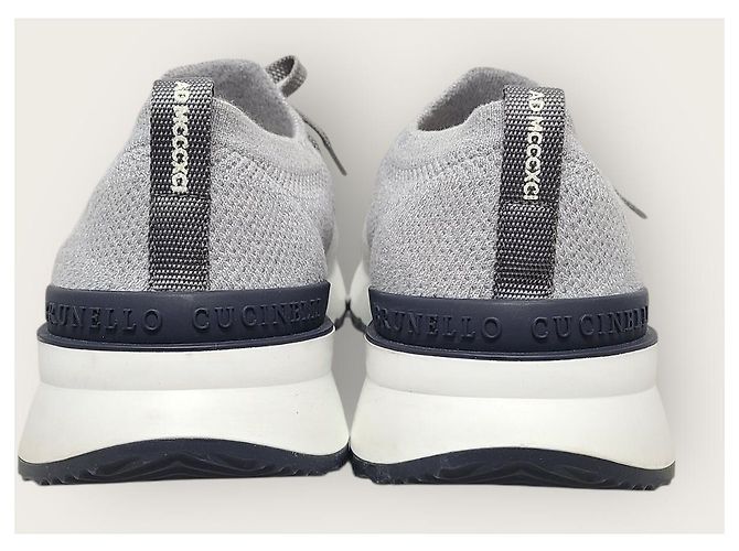 Brunello Cucinelli Graue Strick-Baumwoll-Runner-Sneaker Braun - Ansicht 7