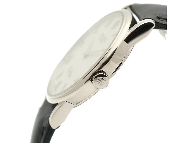 Rolex Relógio Cellini Ivory Computer Dial Ouro Branco Manual Couro Conjunto Completo Certificado Caixa - vista 10