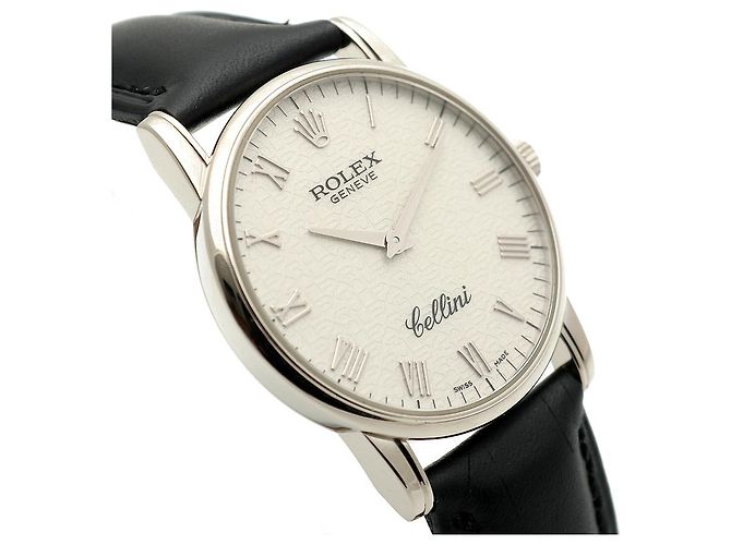 Rolex Relógio Cellini Ivory Computer Dial Ouro Branco Manual Couro Conjunto Completo Certificado Caixa - vista 12
