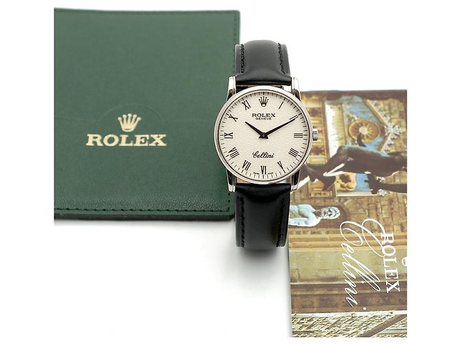 Rolex Relógio Cellini Ivory Computer Dial Ouro Branco Manual Couro Conjunto Completo Certificado Caixa - vista 2