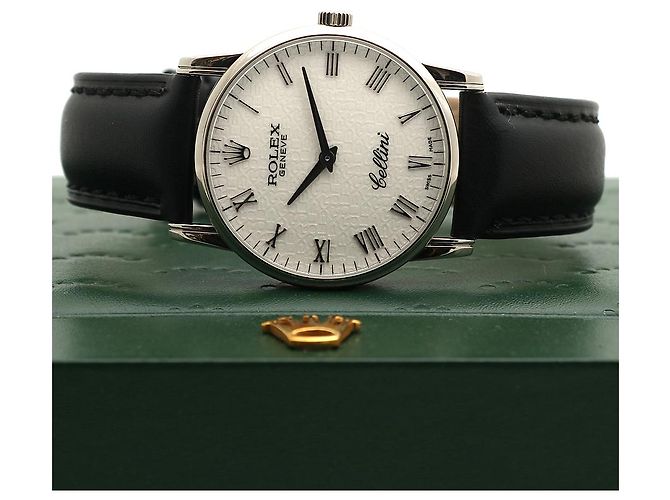 Rolex Relógio Cellini Ivory Computer Dial Ouro Branco Manual Couro Conjunto Completo Certificado Caixa - vista 25