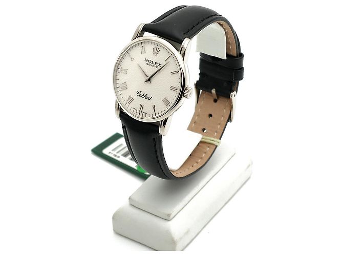 Rolex Relógio Cellini Ivory Computer Dial Ouro Branco Manual Couro Conjunto Completo Certificado Caixa - vista 5