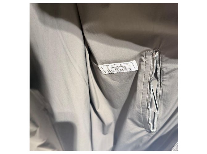 Hermès Giacca con cappuccio e zip in nylon Khaki Brown Marrone - vista 6