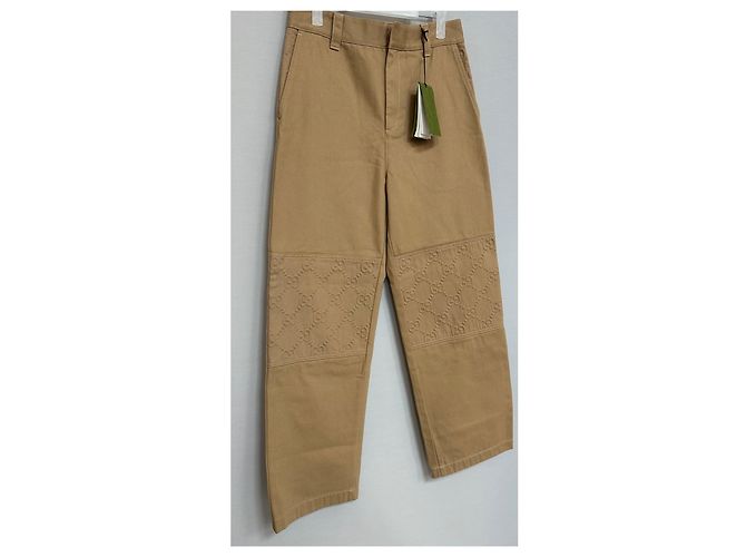 Gucci Pantaloni GG Supreme con inserto al ginocchio goffrato Marrone - vista 3