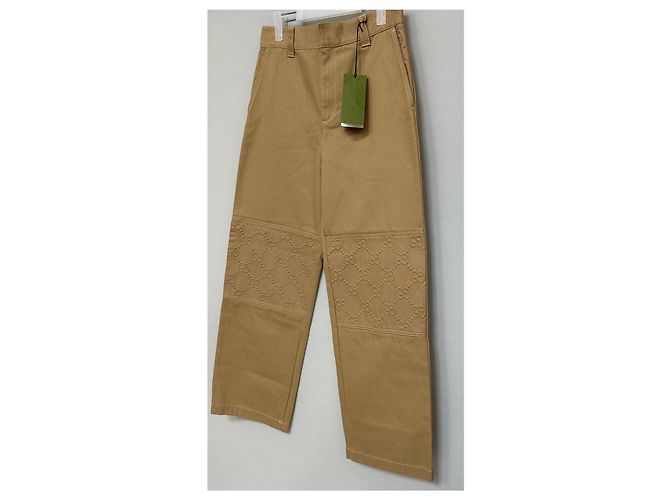 Gucci Pantaloni GG Supreme con inserto al ginocchio goffrato Marrone - vista 4