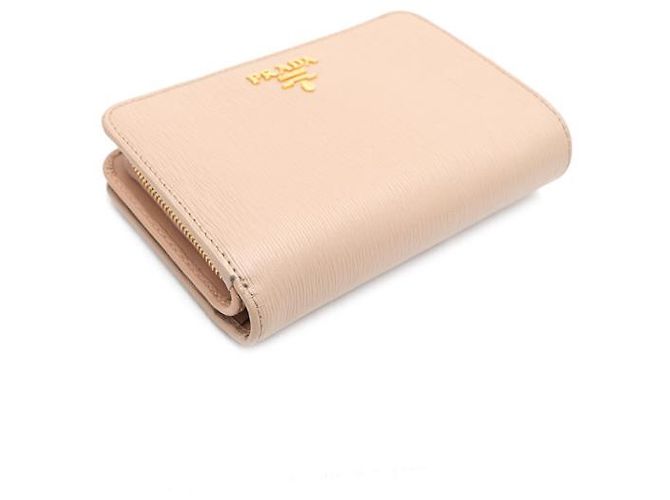 Prada Saffiano Leder-Brieftasche mit goldenem Logo Pink - Ansicht 12