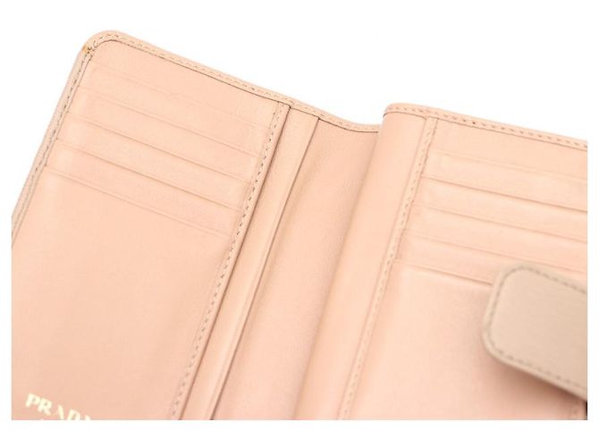 Prada Saffiano Leder-Brieftasche mit goldenem Logo Pink - Ansicht 14
