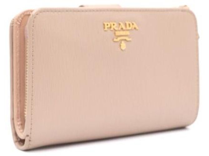 Prada Saffiano Leder-Brieftasche mit goldenem Logo Pink - Ansicht 2