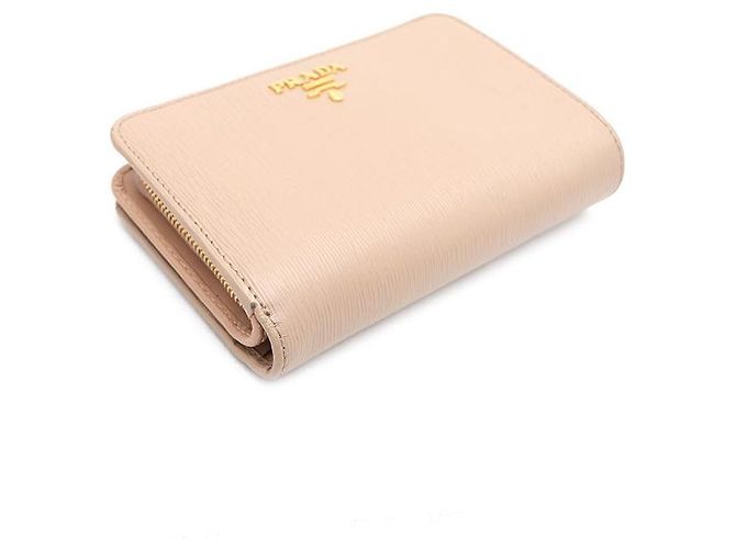 Prada Saffiano Leder-Brieftasche mit goldenem Logo Pink - Ansicht 4