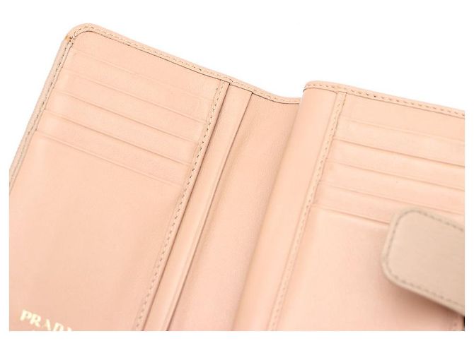 Prada Saffiano Leder-Brieftasche mit goldenem Logo Pink - Ansicht 6