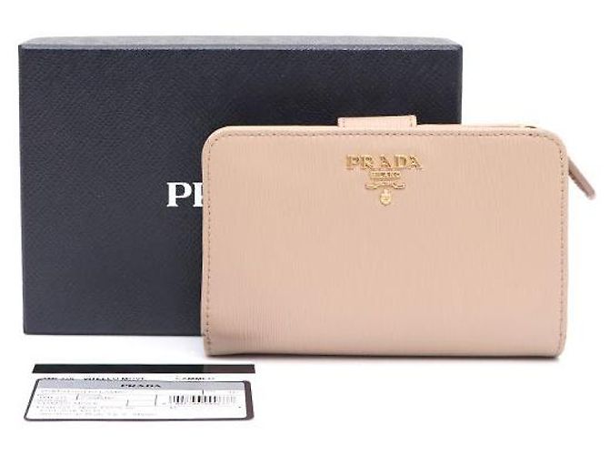 Prada Saffiano Leder-Brieftasche mit goldenem Logo Pink - Ansicht 8
