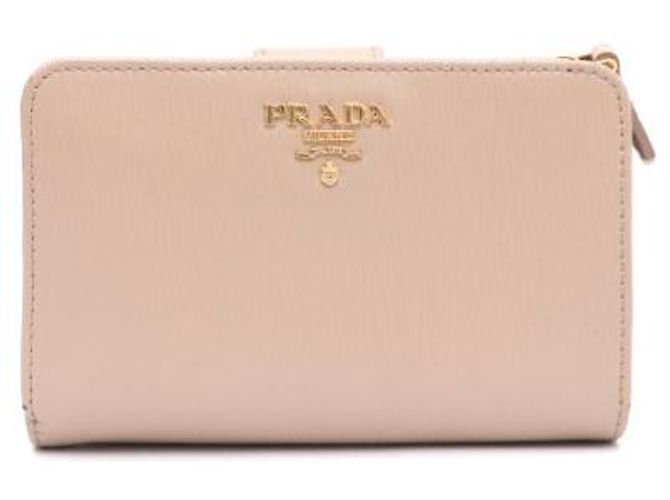 Prada Saffiano Leder-Brieftasche mit goldenem Logo Pink - Ansicht 9