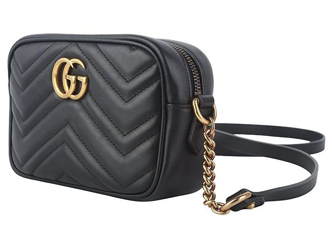 Gucci Borsa a tracolla mini GG Marmont trapuntata Nero - vista 2